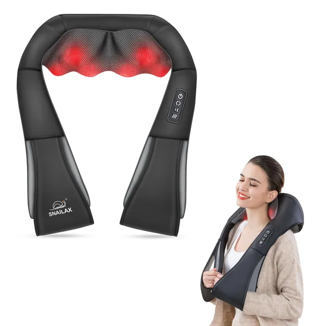 snailax-masseur-de-cou-shiatsu-3d-chauffant-8-n-uds-rotation-3d-design-en-u-ergo image 1
