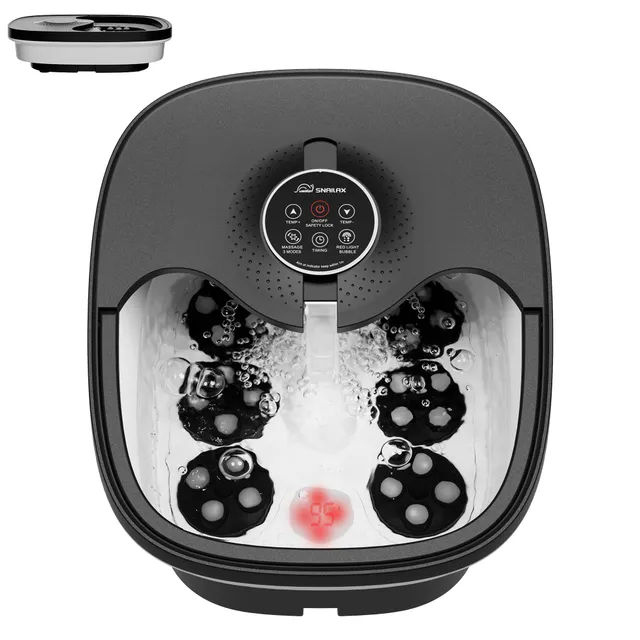 snailax-bain-de-pieds-pliable-shiatsu-lectrique-avec-chauffage-35-48-c-24-roulea image 1