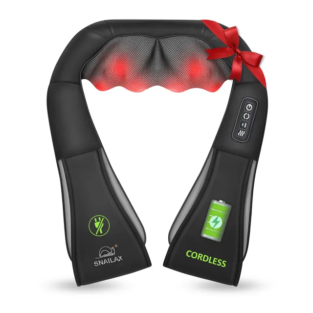 snailax-masseur-de-cou-sans-fil-oreiller-de-massage-shiatsu-rechargeable-avec-ch image 1