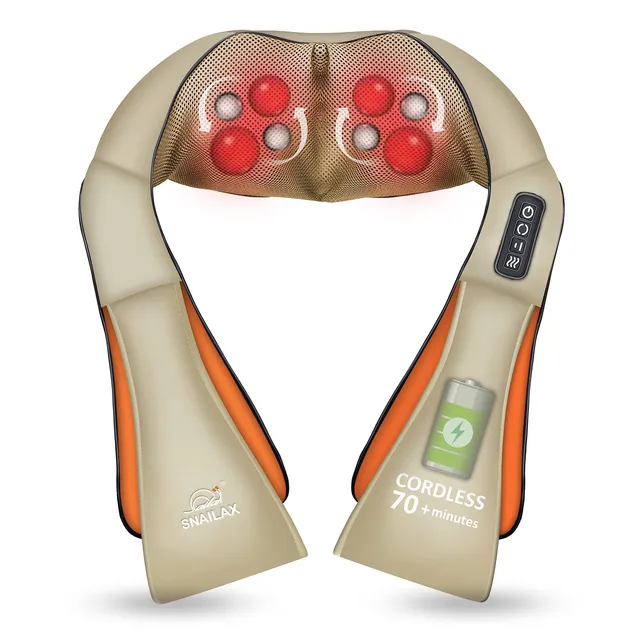 snailax-masseur-cervical-shiatsu-sans-fil-avec-chaleur-infrarouge-8-n-uds-de-mas image 1