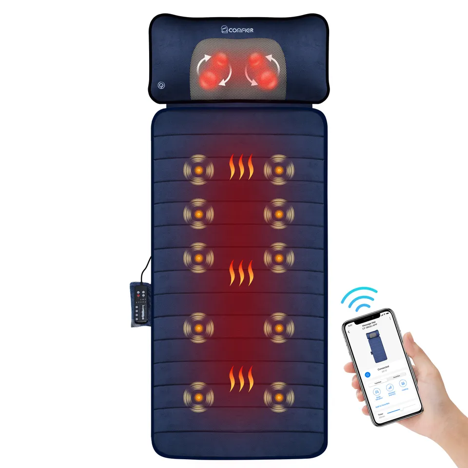 comfier-cf-3603u-app-tapis-de-massage-chauffant-avec-coussin-shiatsu-de-cou-amov image 1