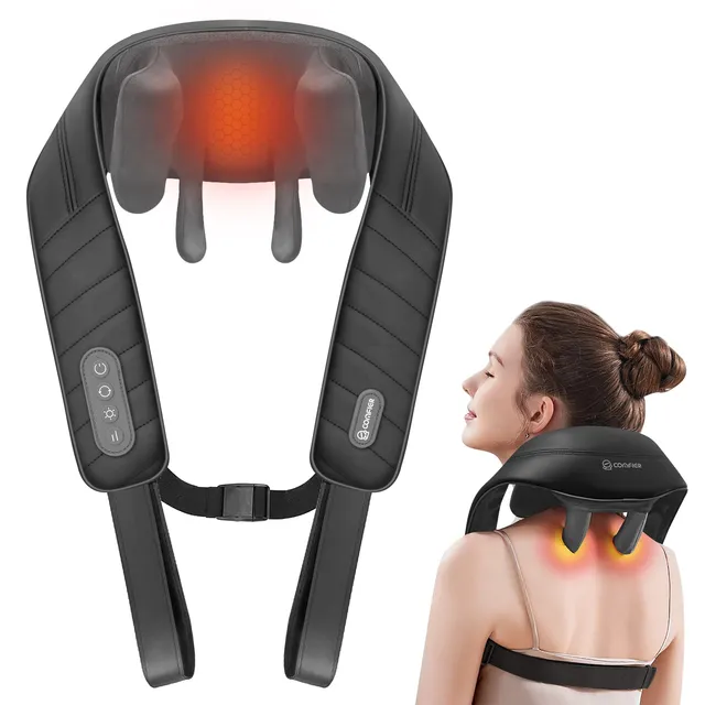 comfier-6811-masseur-de-nuque-sans-fil-4d-shiatsu-avec-chauffe-batterie-2500-mah image 1