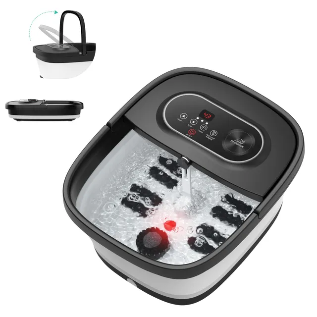 snailax-bain-de-pieds-pliable-avec-chauffage-massage-shiatsu-bulles-et-lumi-re-r image 1