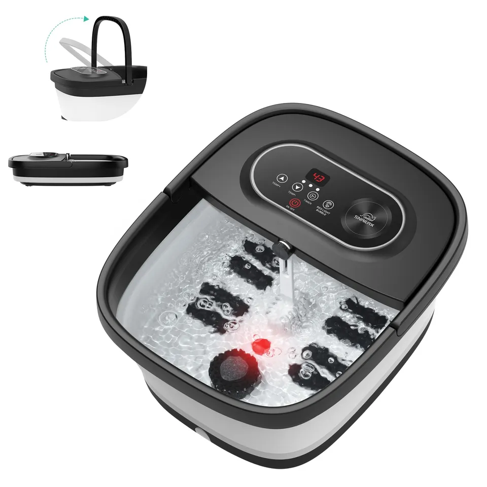 snailax-bain-de-pieds-pliable-avec-chauffage-massage-shiatsu-bulles-et-lumi-re-r image 1