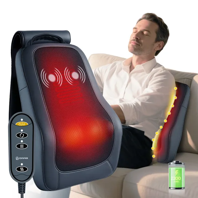 comfier-cf-1228c-masseur-de-dos-et-cou-shiatsu-3d-sans-fil-avec-chaleur-batterie image 1