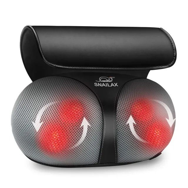 snailax-coussin-de-massage-chauffant-d-acupression-shiatsu-4-t-tes-3d-rotatives- image 1