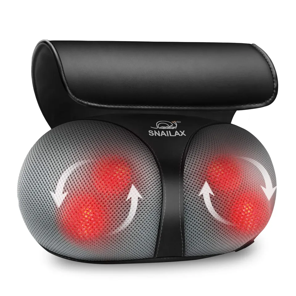 snailax-coussin-de-massage-chauffant-d-acupression-shiatsu-4-t-tes-3d-rotatives- image 1