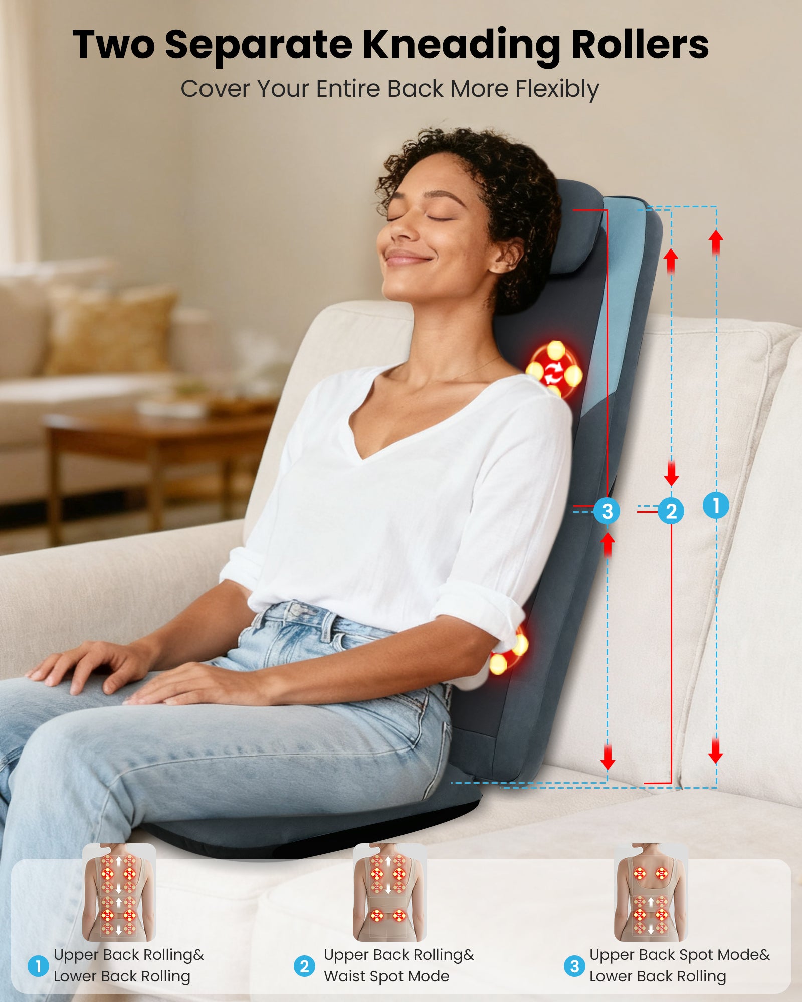 comfier-2420-masseur-de-dos-shiatsu-double-rouleaux-3d-rail-long-avec-chaleur-du image 2