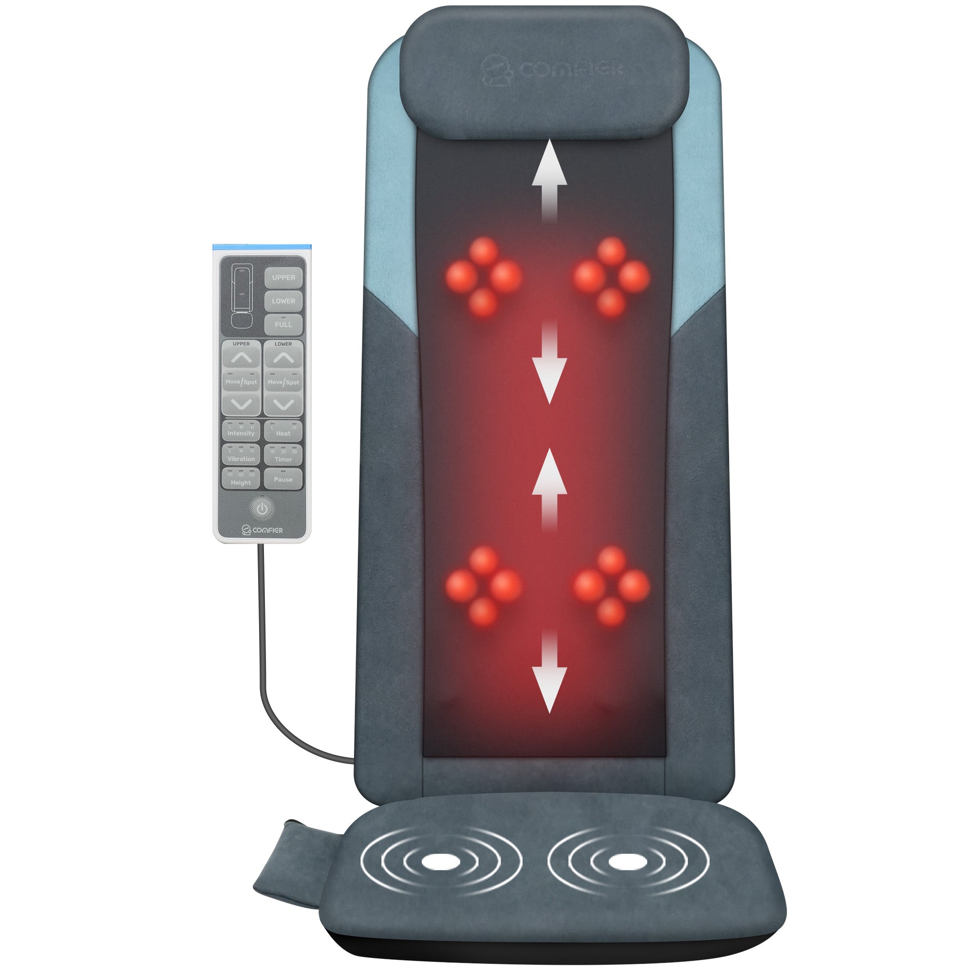 comfier-2420-masseur-de-dos-shiatsu-double-rouleaux-3d-rail-long-avec-chaleur-du image 1