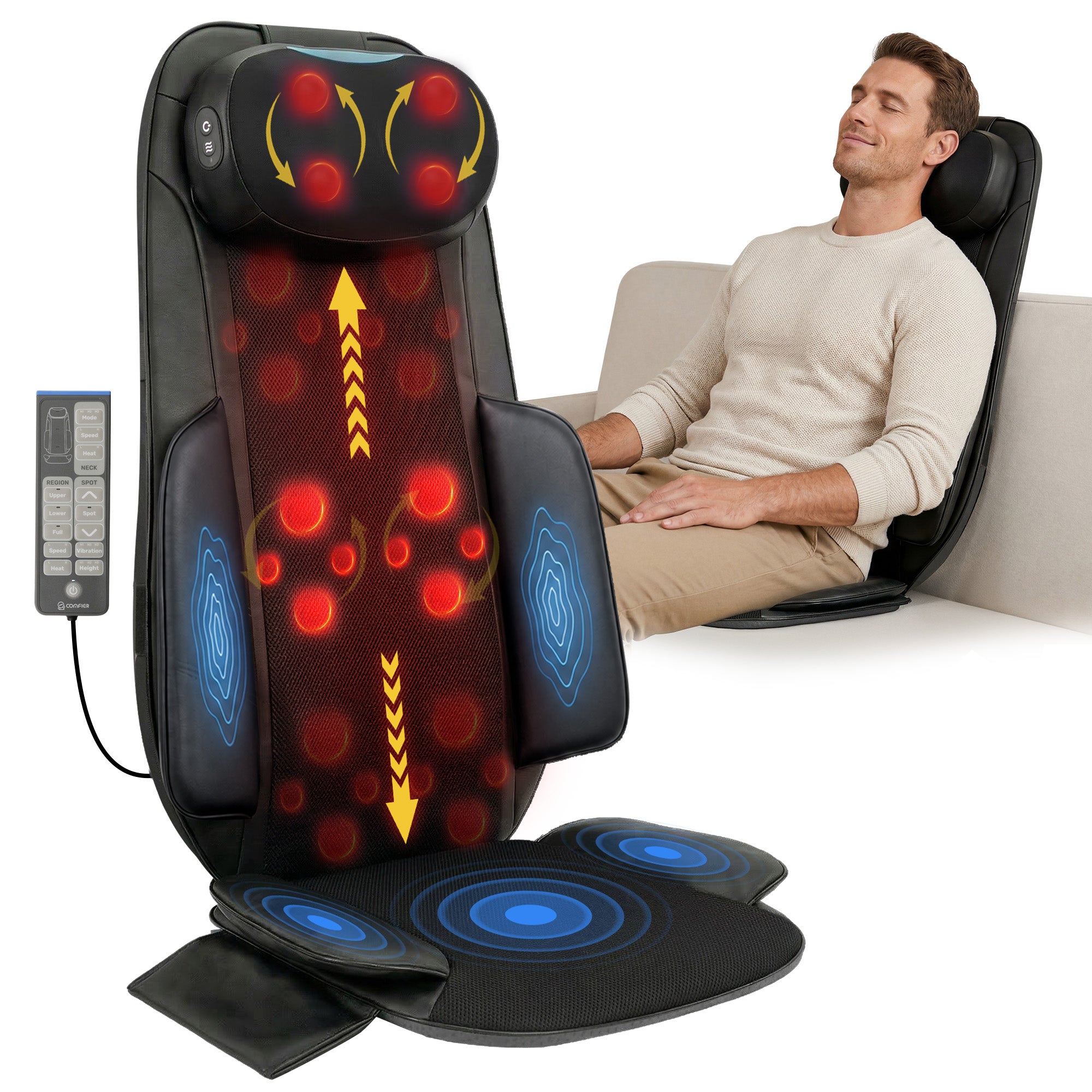 comfier-2523-masseur-shiatsu-nuque-et-dos-avec-chauffage-au-graph-ne-coussin-de- image 1