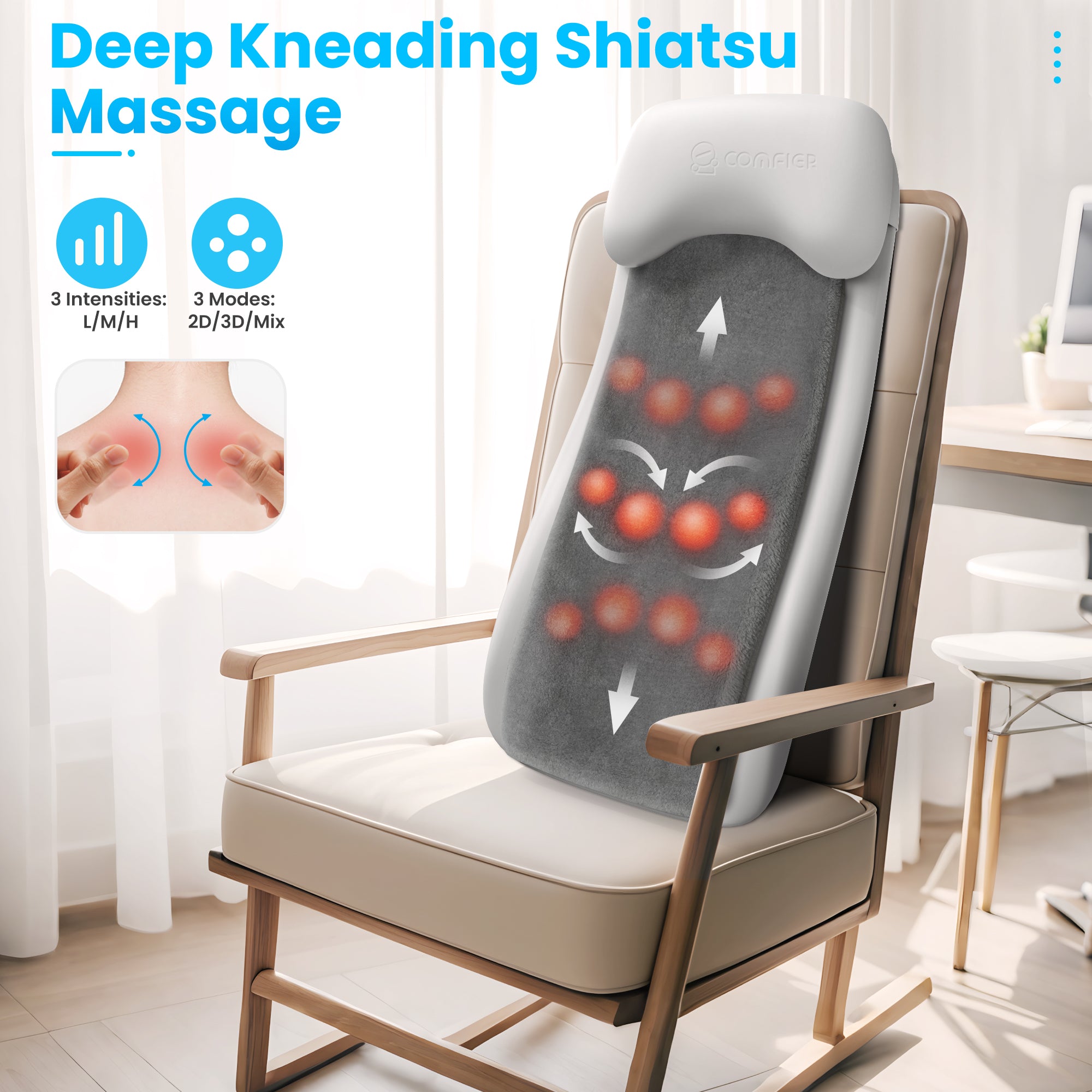 comfier-2311b-coussin-de-massage-fauteuil-sans-fil-avec-shiatsu-spot-et-soutien- image 2