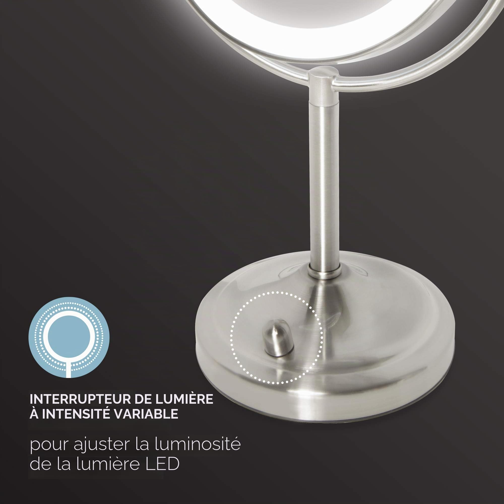 homedics-beauty-spa-miroir-de-maquillage-double-face-led-gradable-grossissement- image 4