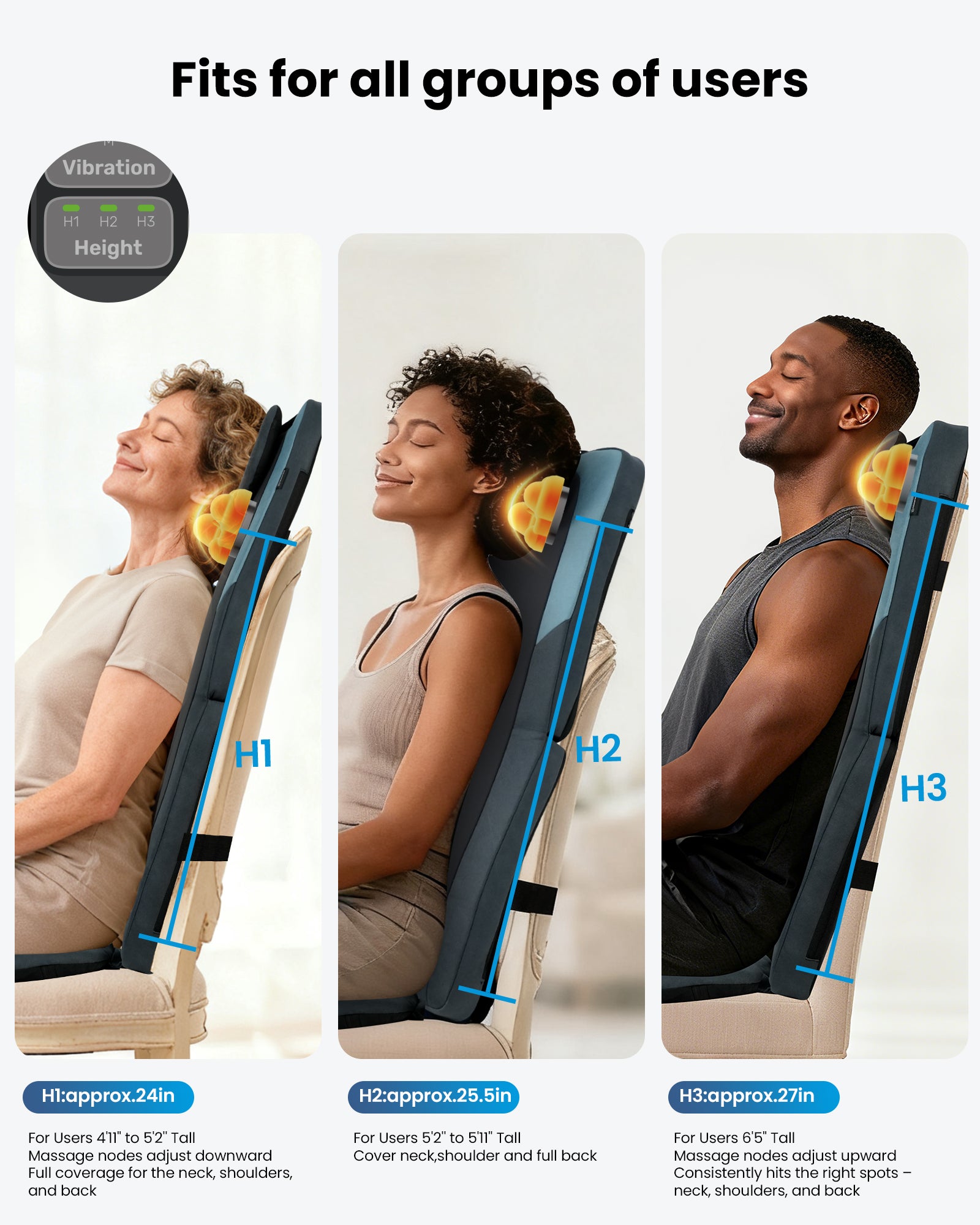 comfier-2420-masseur-de-dos-shiatsu-double-rouleaux-3d-rail-long-avec-chaleur-du image 7