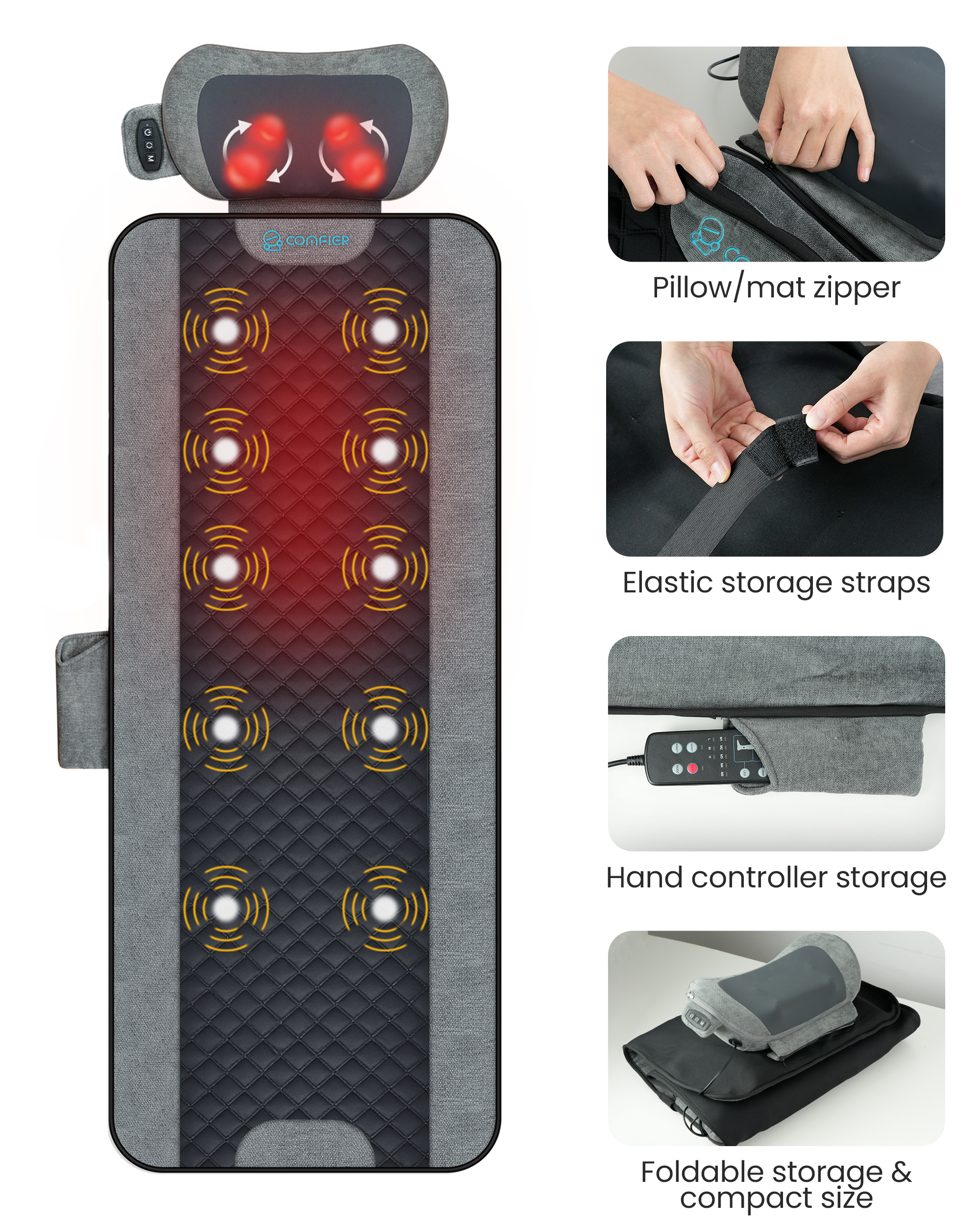 comfier-3408-tapis-de-massage-vibrant-10-moteurs-pour-tout-le-corps-avec-coussin image 7