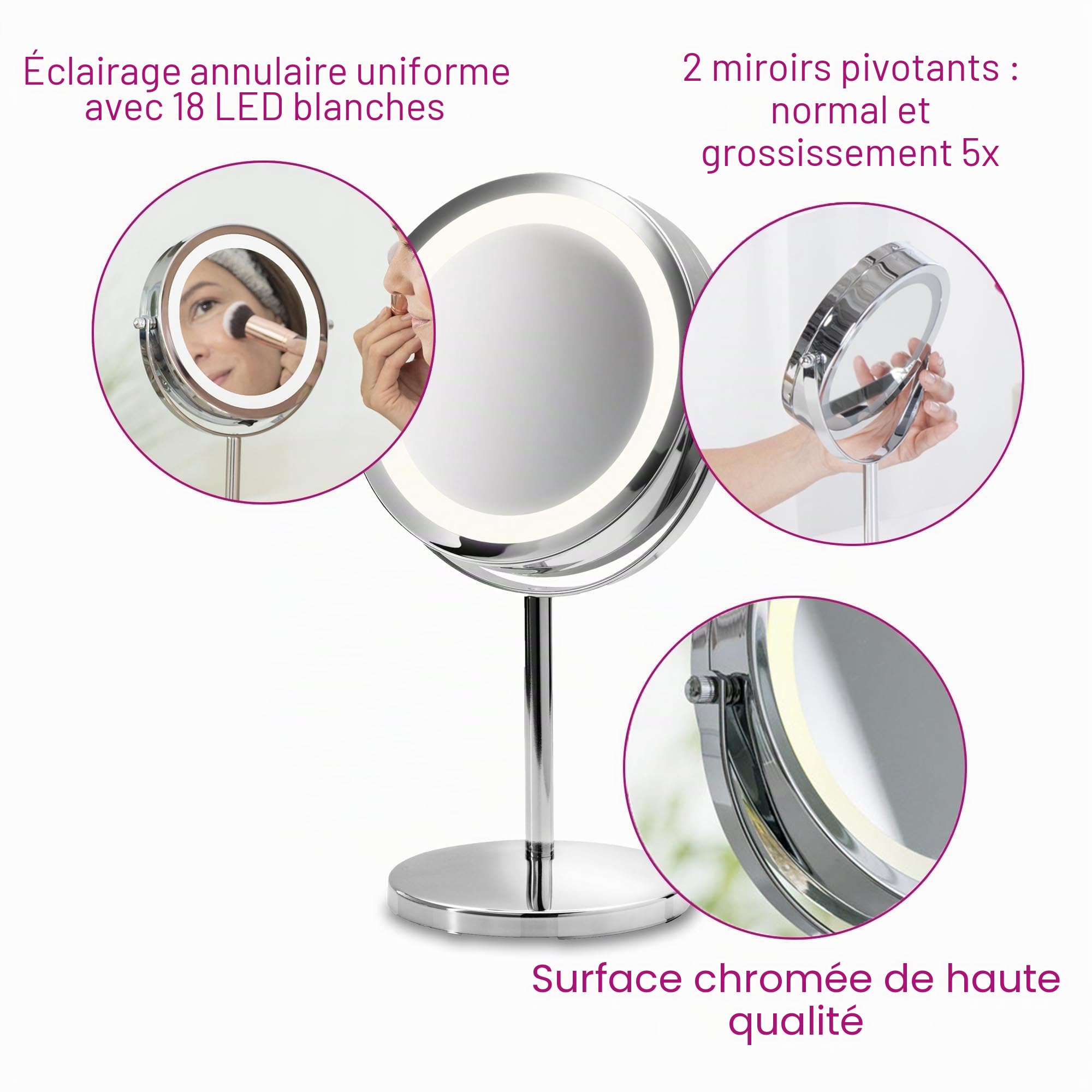 medisana-cm-840-miroir-de-maquillage-led-avec-grossissement-x5-double-face-pivot image 4
