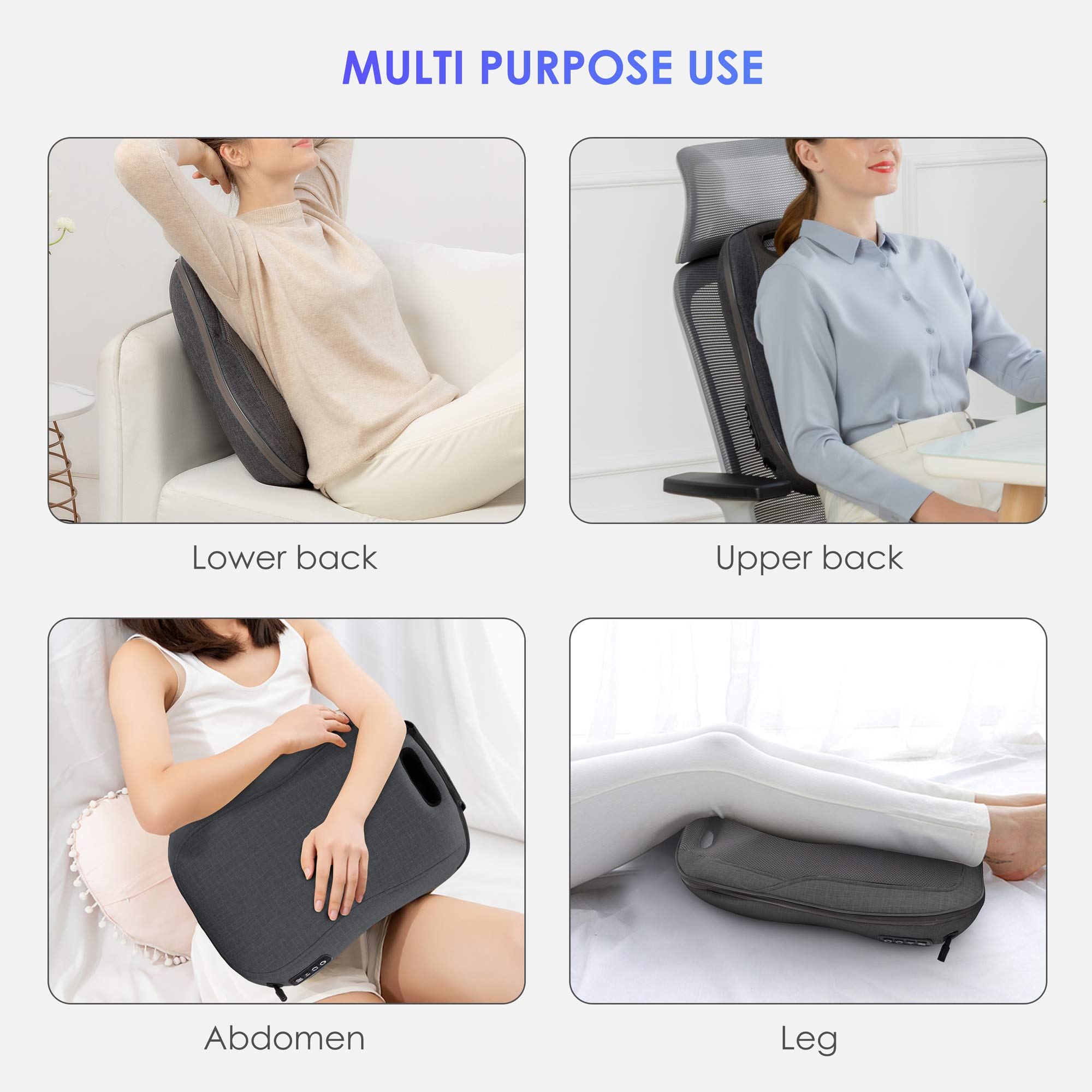 comfier-masseur-de-dos-shiatsu-avec-chaleur-coussin-de-massage-portable-12-n-uds image 6