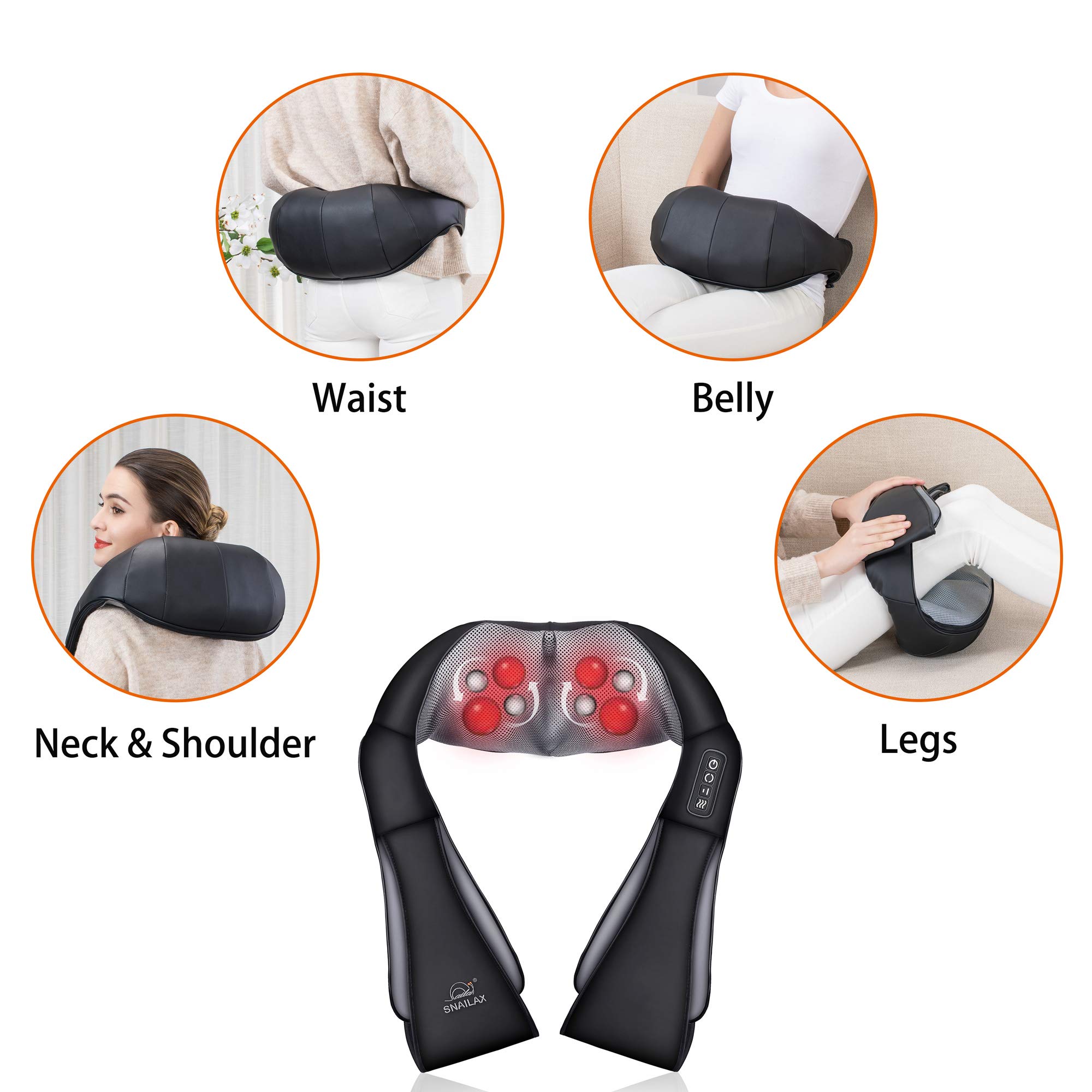 snailax-masseur-de-cou-shiatsu-3d-chauffant-8-n-uds-rotation-3d-design-en-u-ergo image 5