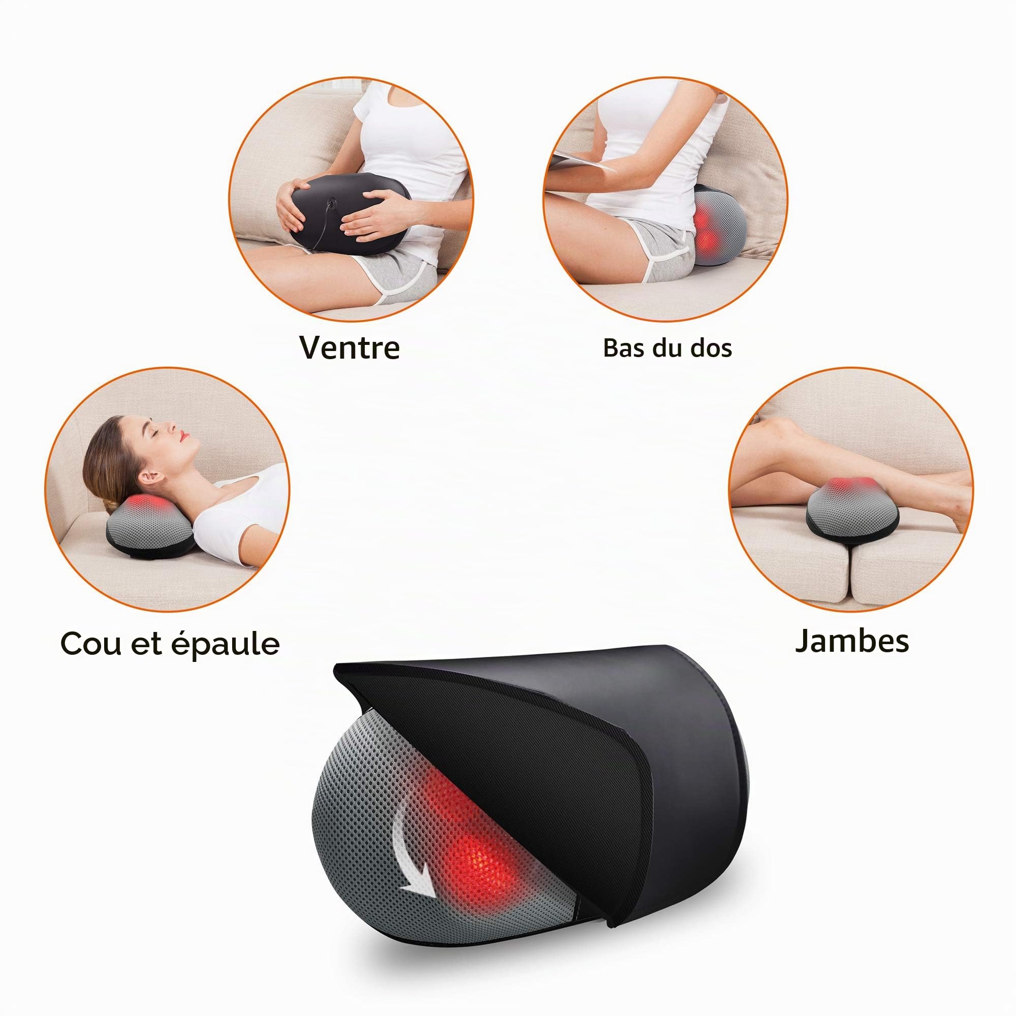 snailax-coussin-de-massage-chauffant-d-acupression-shiatsu-4-t-tes-3d-rotatives- image 2
