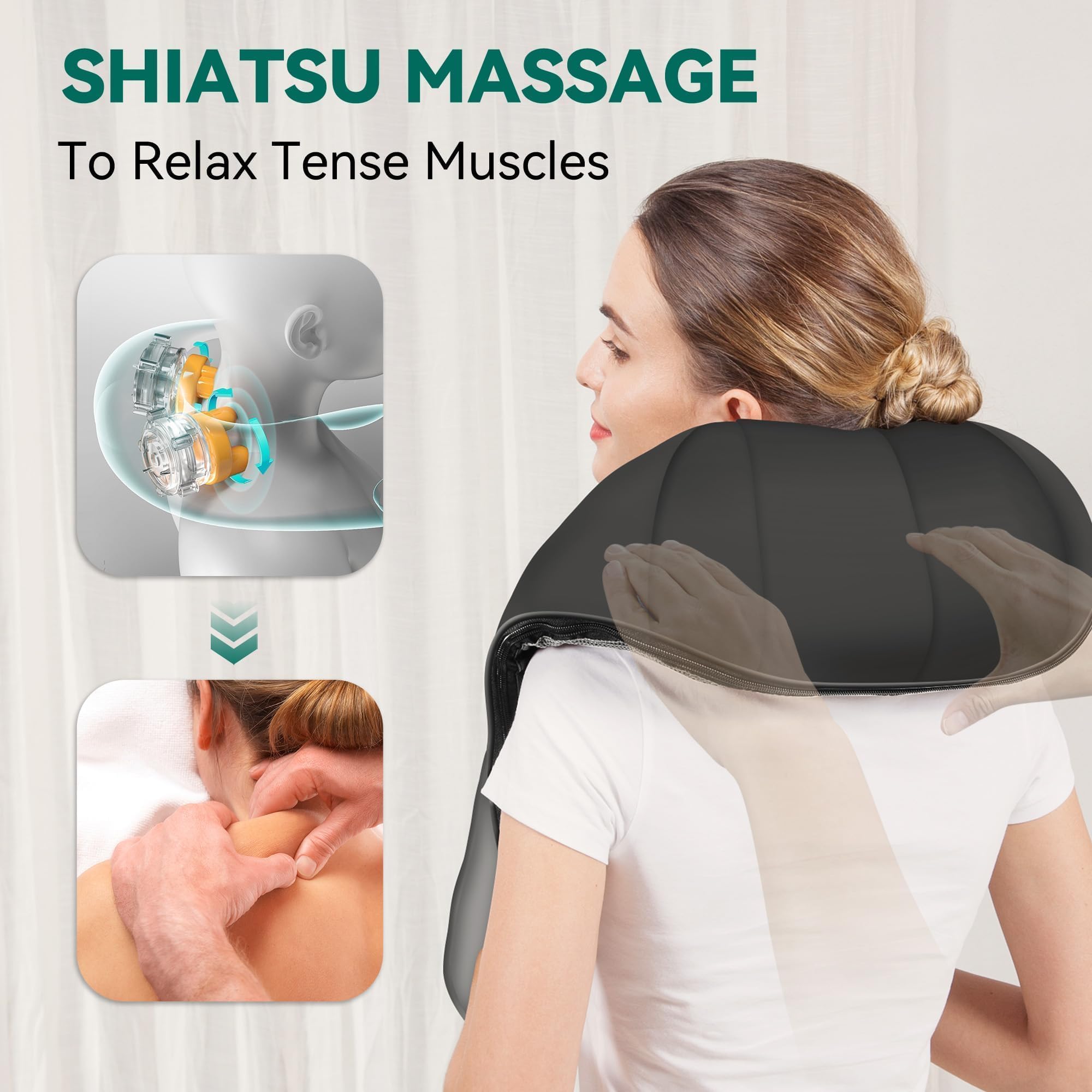 snailax-masseur-de-cou-sans-fil-oreiller-de-massage-shiatsu-rechargeable-avec-ch image 2