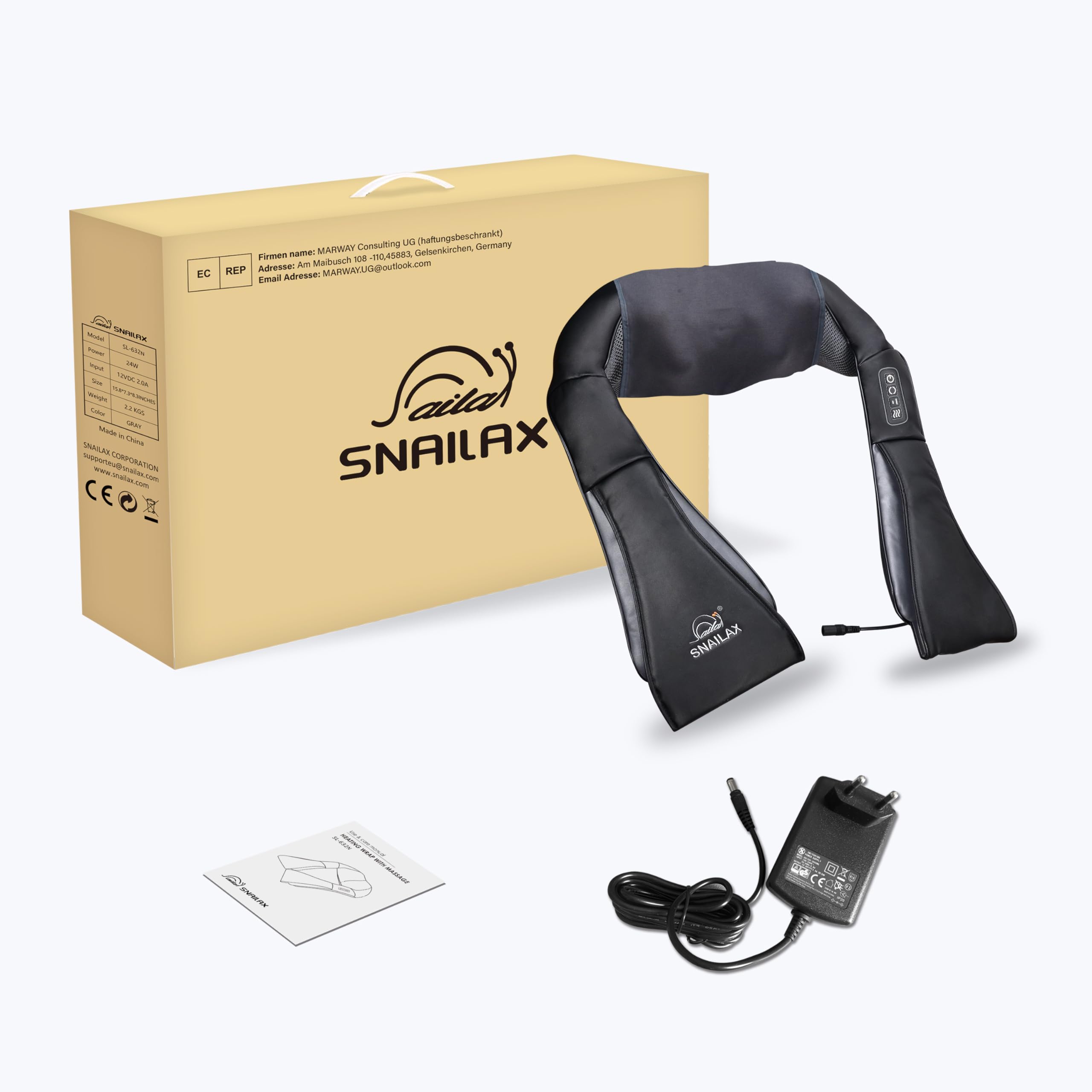 snailax-masseur-de-cou-shiatsu-3d-chauffant-8-n-uds-rotation-3d-design-en-u-ergo image 8