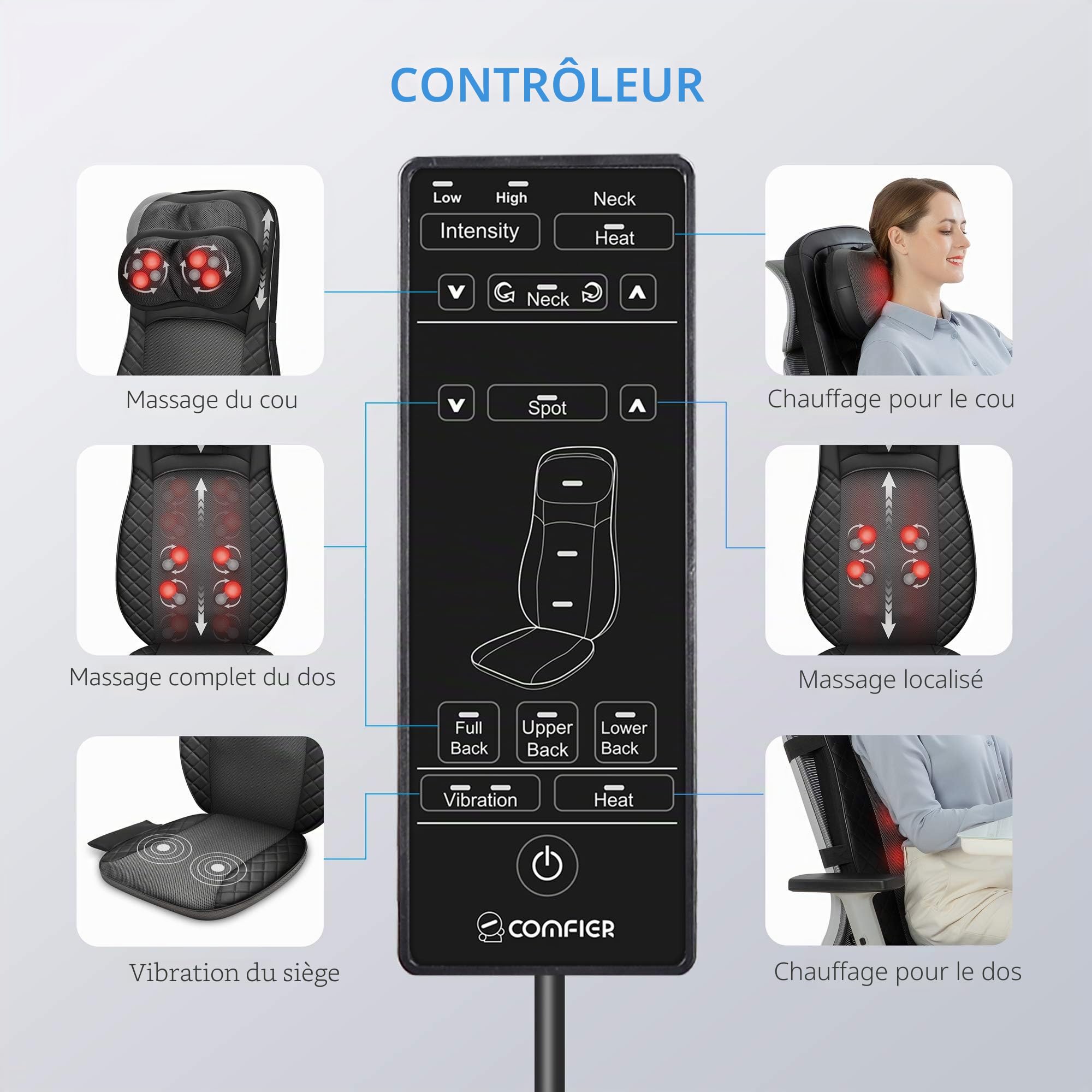 comfier-masseur-de-dos-et-cou-shiatsu-4d-hauteur-r-glable-avec-chaleur-et-vibrat image 8