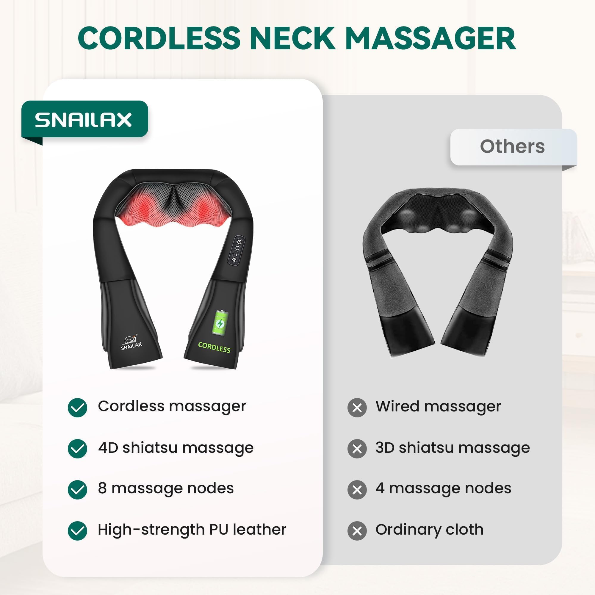 snailax-masseur-de-cou-sans-fil-oreiller-de-massage-shiatsu-rechargeable-avec-ch image 3