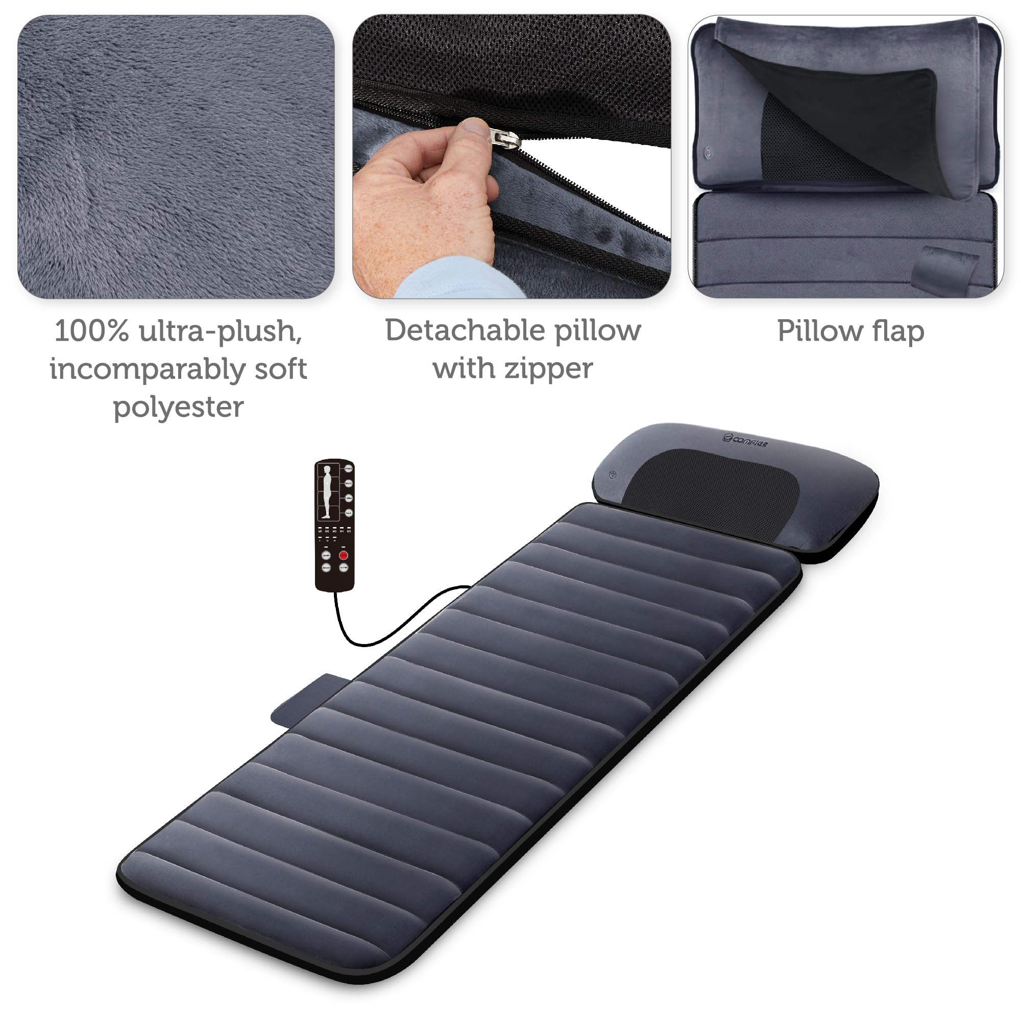 comfier-tapis-de-massage-chauffant-corps-complet-avec-oreiller-shiatsu-d-tachabl image 4