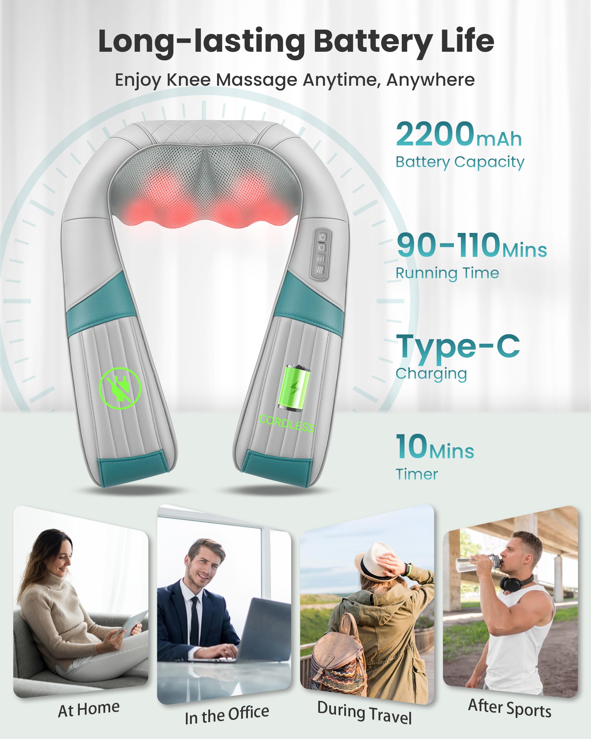 snailax-masseur-cervical-sans-fil-shiatsu-4d-avec-chaleur-masseur-de-cou-recharg image 4