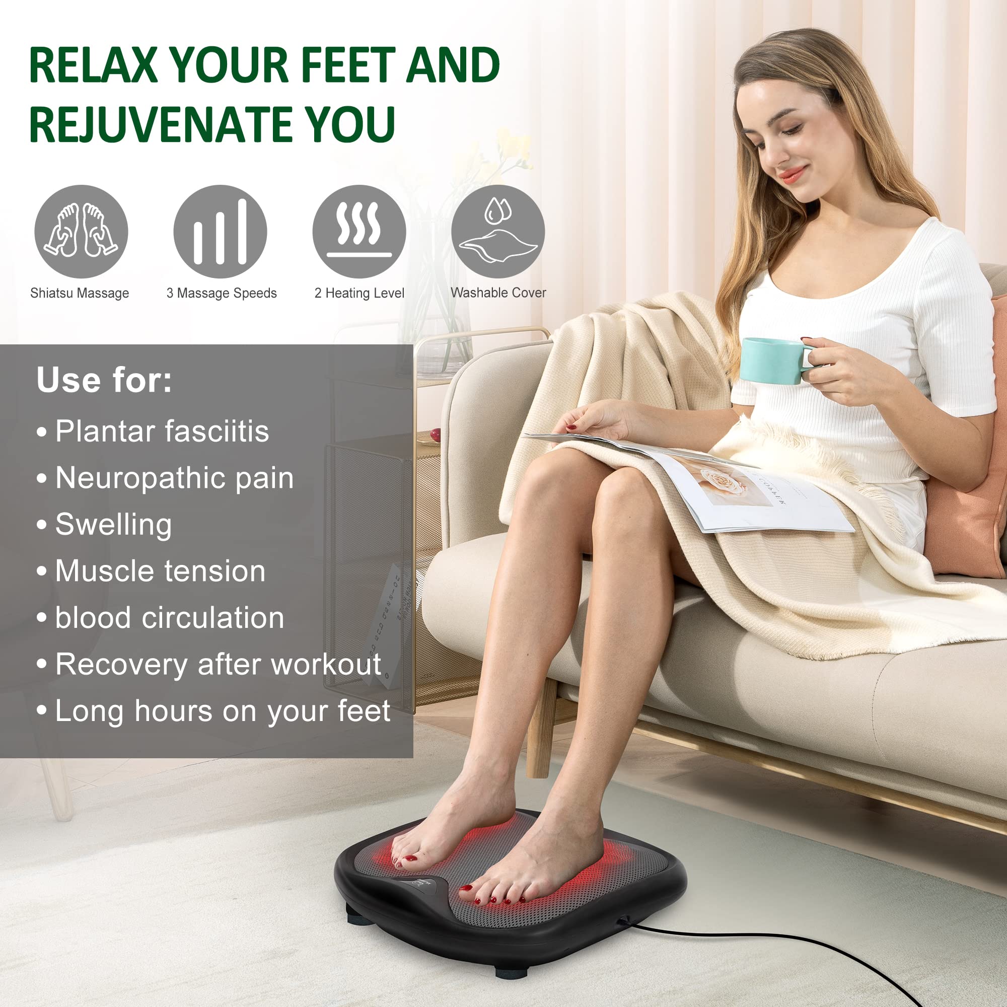 snailax-masseur-de-pieds-shiatsu-2-en-1-avec-chaleur-n-uds-de-massage-flexibles- image 2