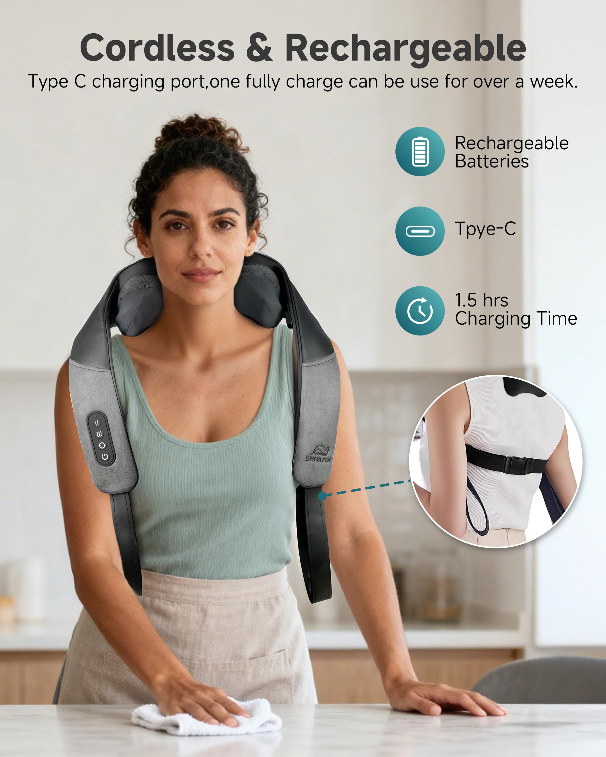 snailax-masseur-cervical-shiatsu-sans-fil-4d-avec-chauffage-au-graph-ne-recharge image 3