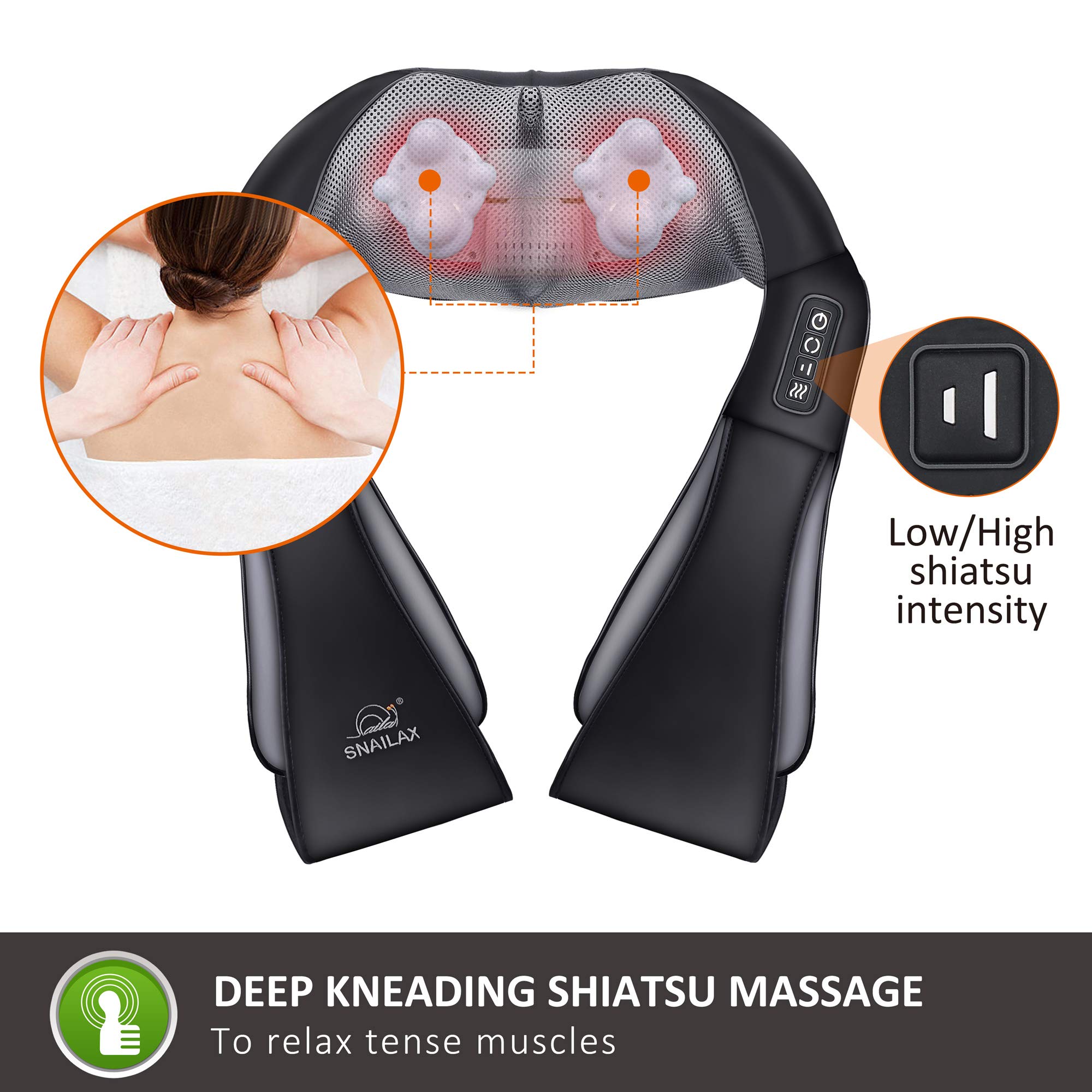 snailax-masseur-de-cou-shiatsu-3d-chauffant-8-n-uds-rotation-3d-design-en-u-ergo image 2