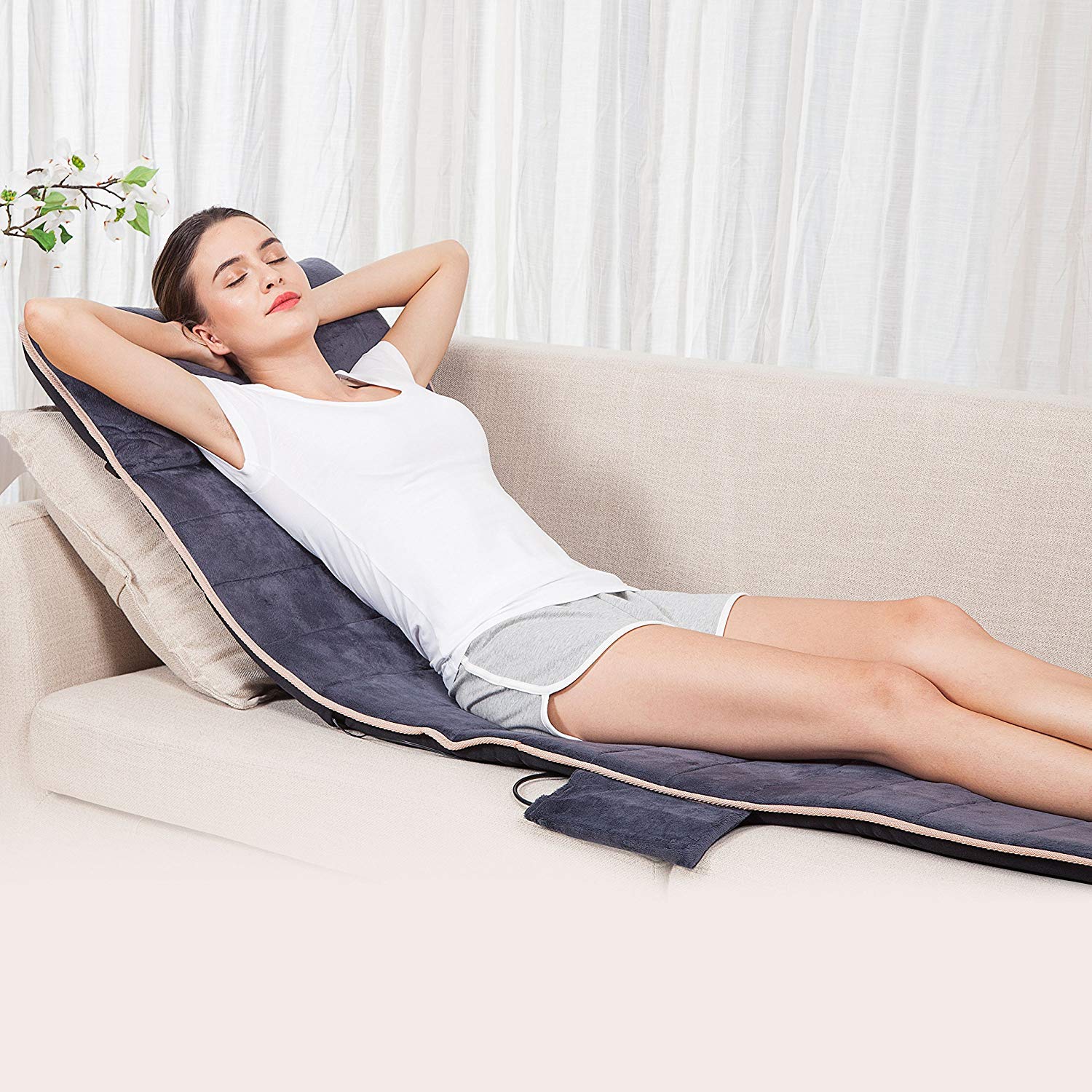 snailax-matelas-massant-chauffant-vibrant-10-moteurs-2-coussins-chauffants-5-mod image 2