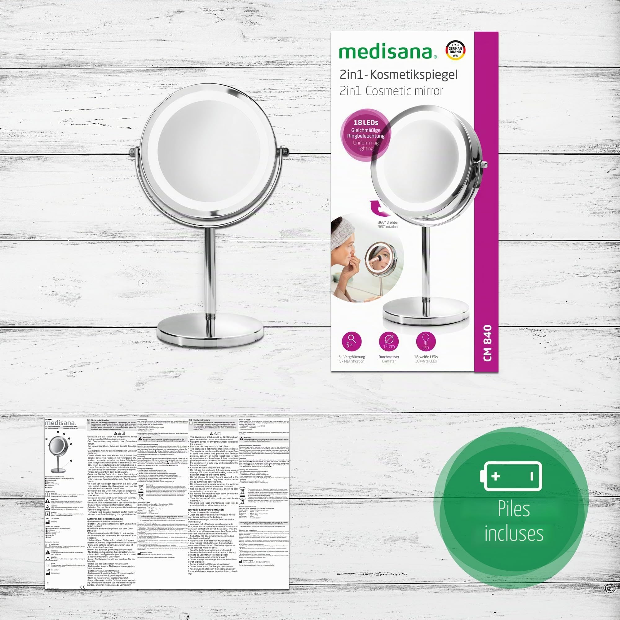 medisana-cm-840-miroir-de-maquillage-led-avec-grossissement-x5-double-face-pivot image 6