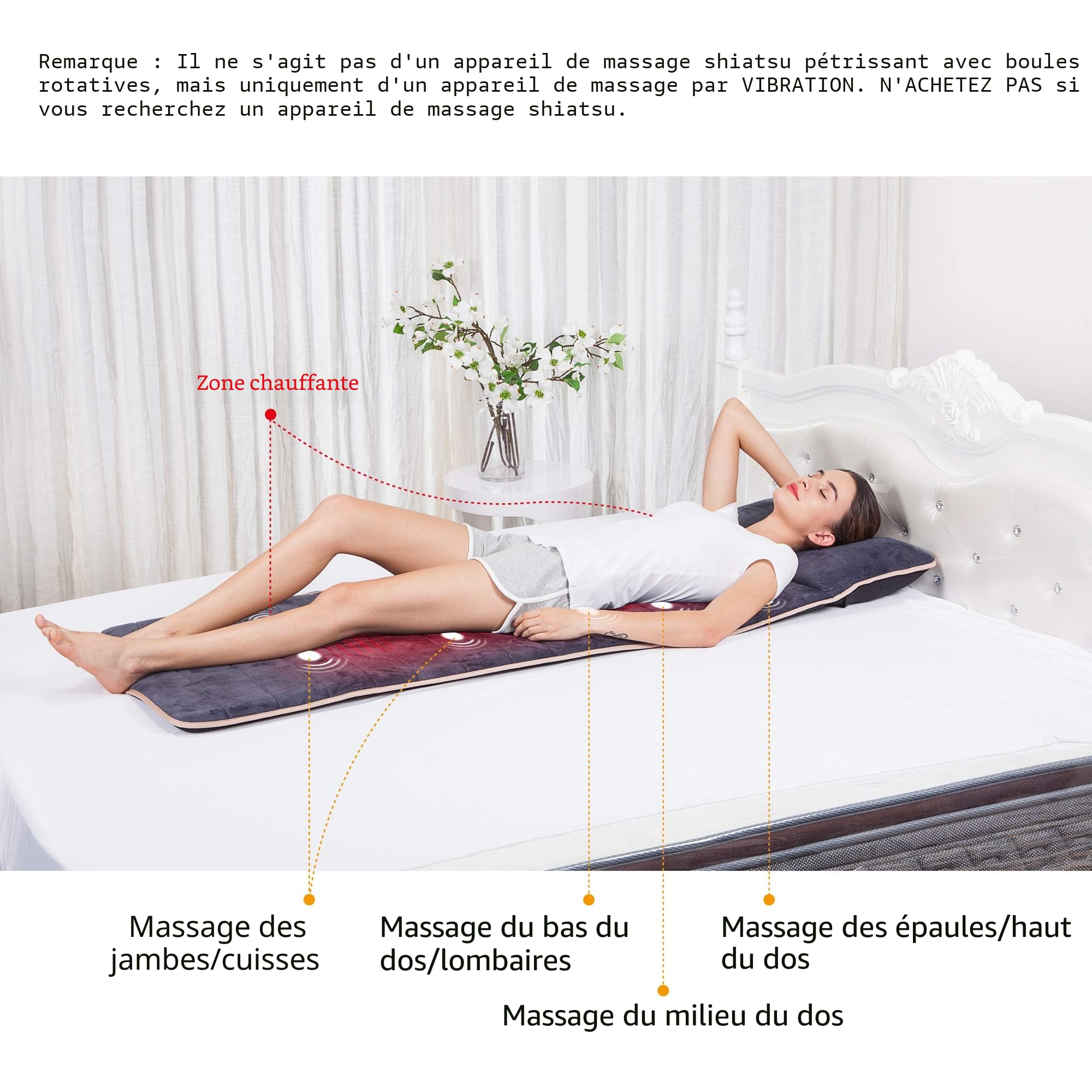 snailax-matelas-massant-chauffant-corps-entier-avec-10-moteurs-de-vibration-et-4 image 2