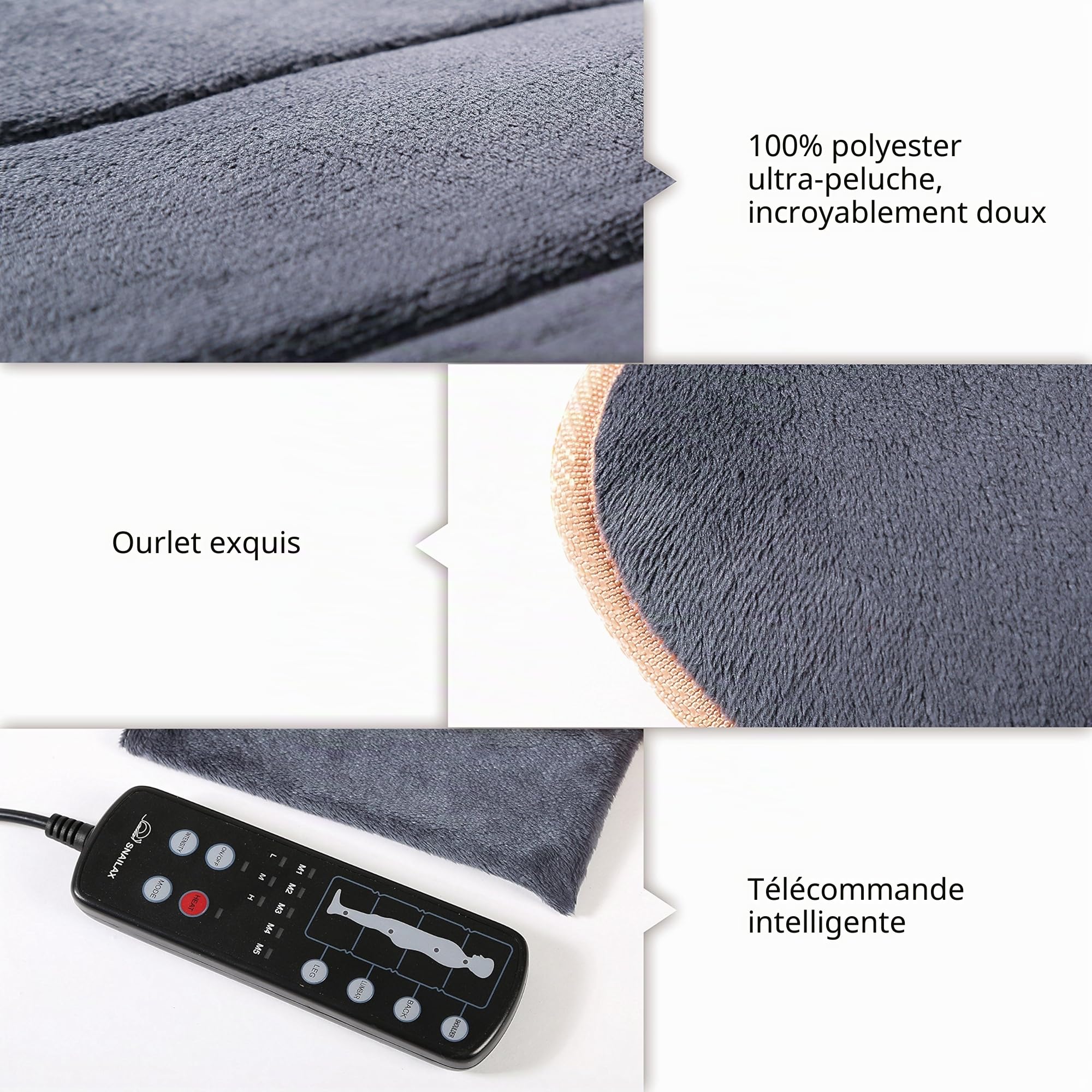 snailax-matelas-massant-chauffant-corps-entier-avec-10-moteurs-de-vibration-et-4 image 5