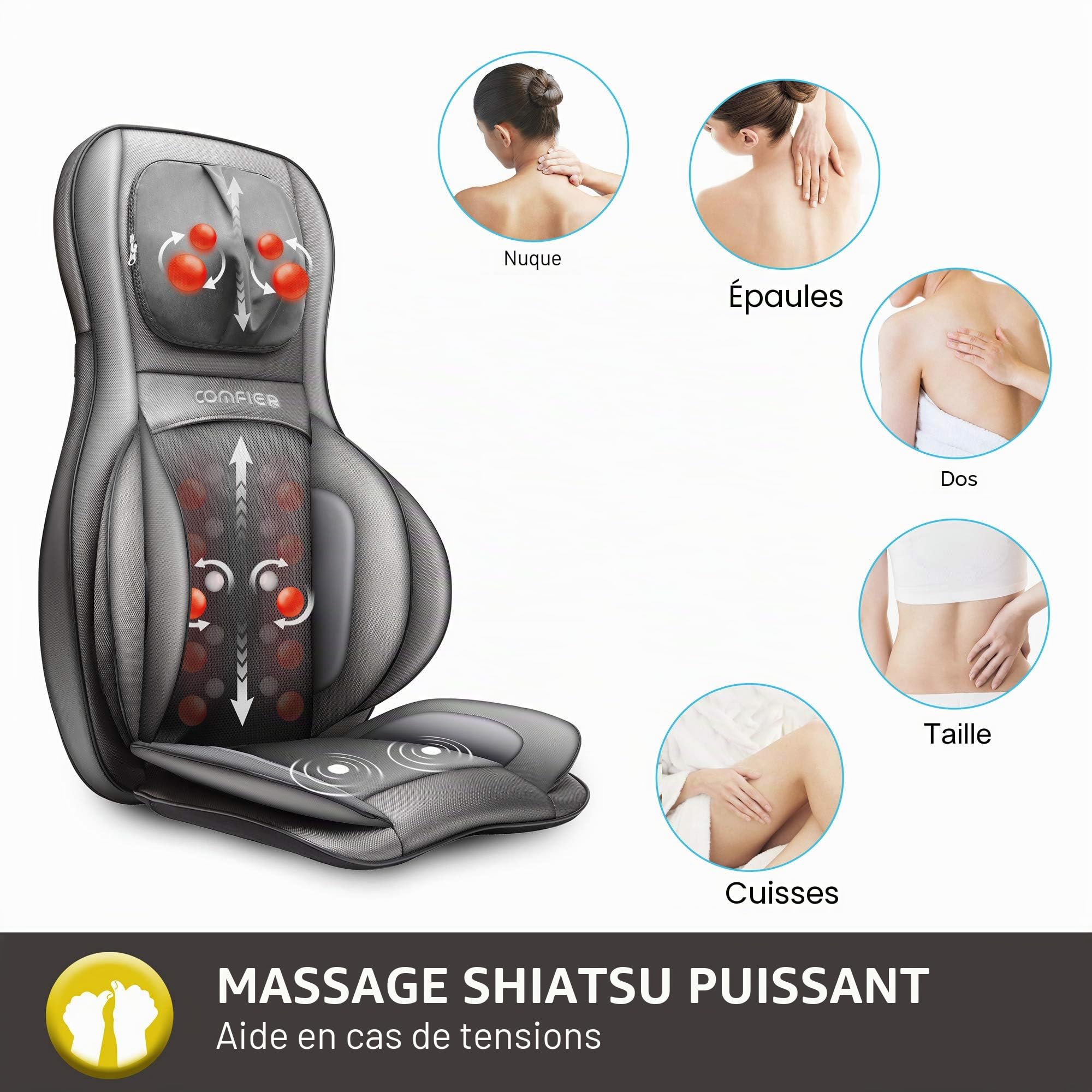 comfier-si-ge-massant-shiatsu-avec-compression-et-roulement-masseur-de-dos-avec- image 2