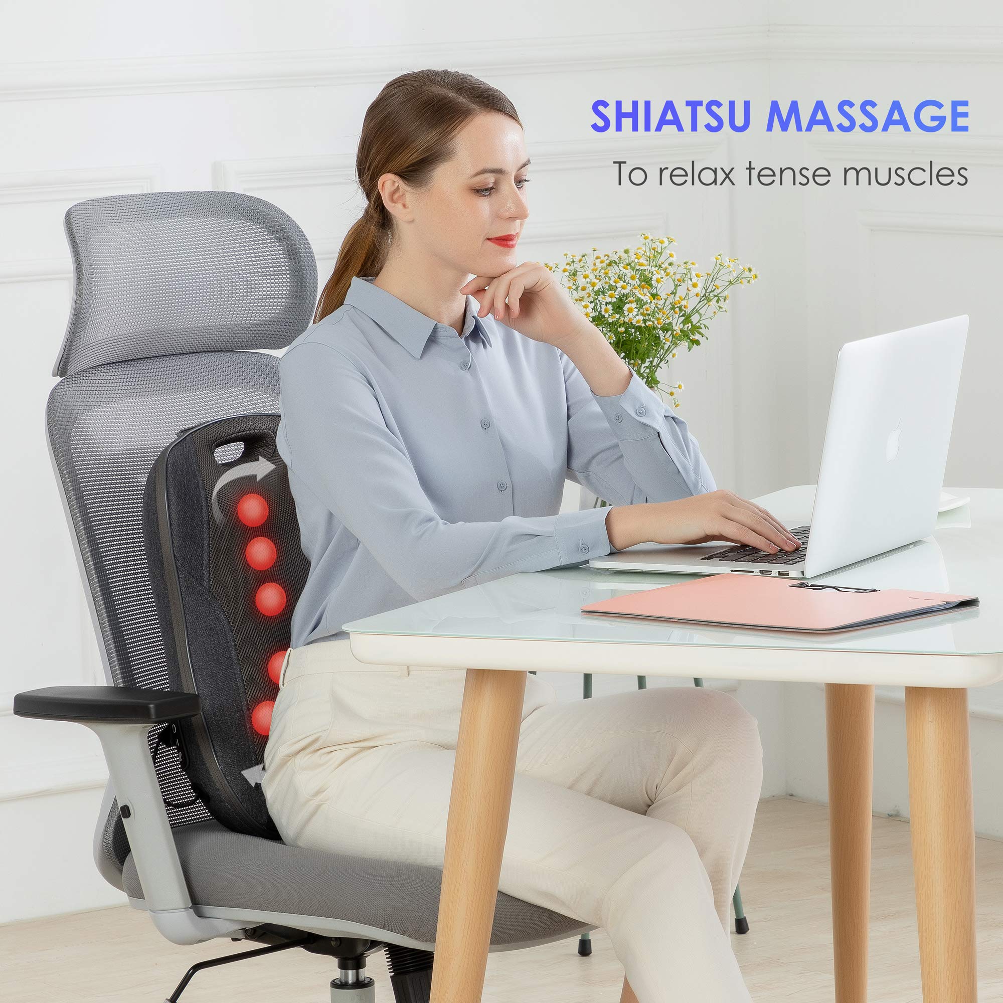 comfier-masseur-de-dos-shiatsu-avec-chaleur-coussin-de-massage-portable-12-n-uds image 2