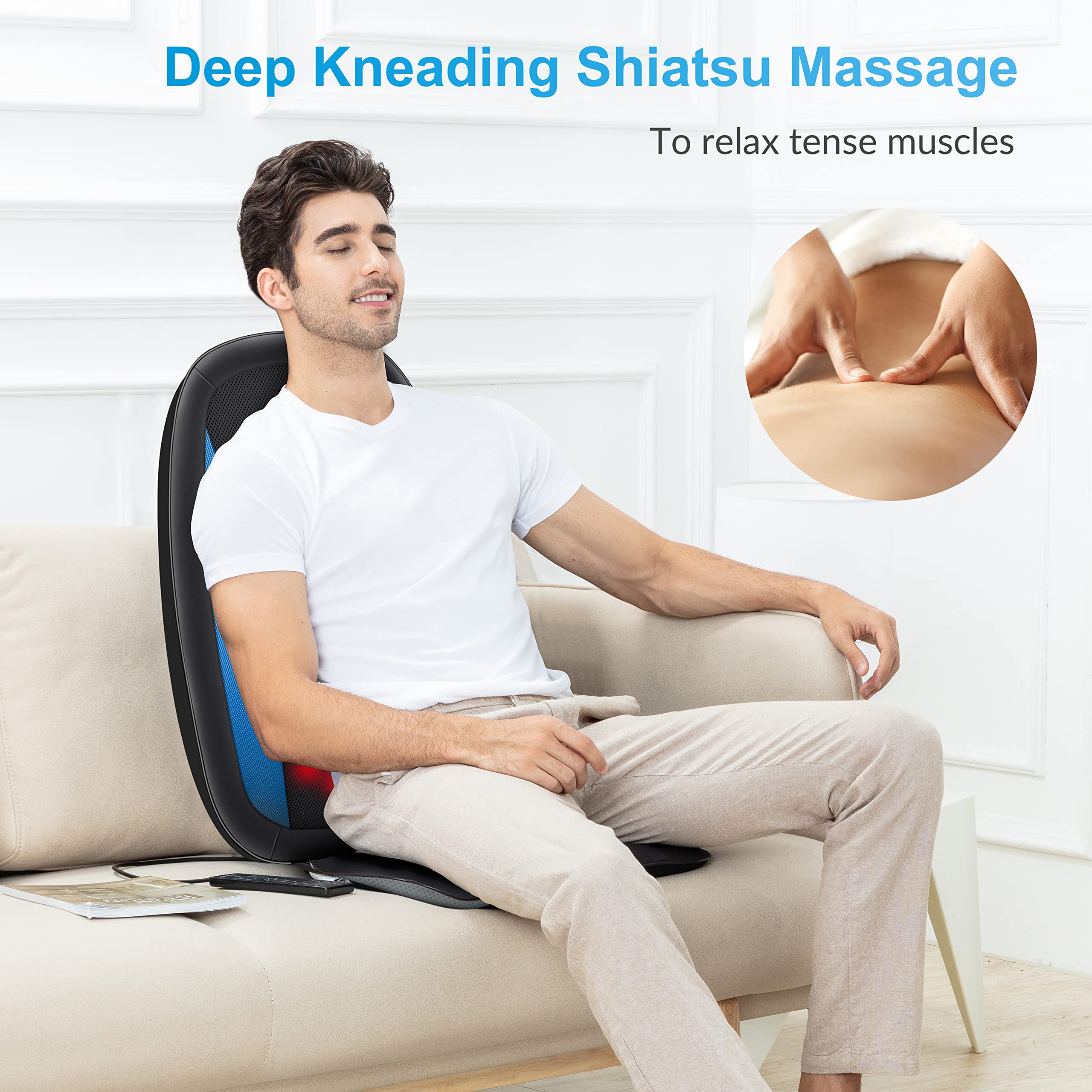 comfier-masseur-de-dos-shiatsu-avec-chaleur-coussin-de-si-ge-massant-4-n-uds-rot image 2