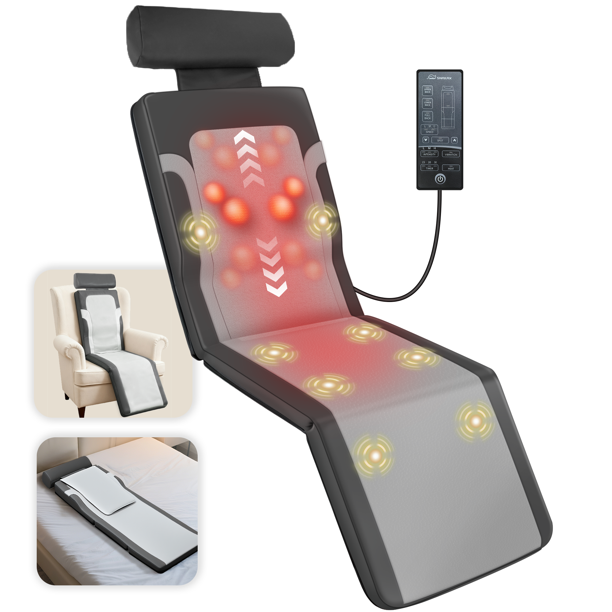 snailax-tapis-de-massage-shiatsu-dos-avec-chauffage-et-vibration-full-body image 2