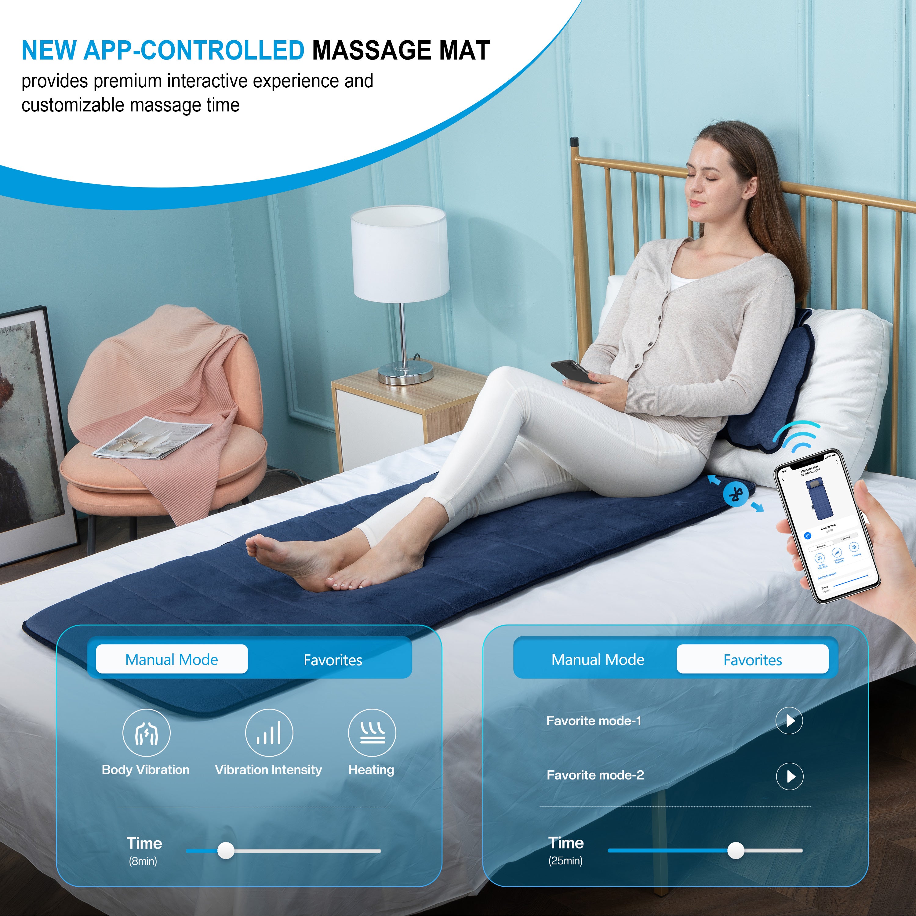 comfier-cf-3603u-app-tapis-de-massage-chauffant-avec-coussin-shiatsu-de-cou-amov image 2